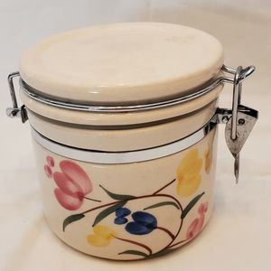 Vintage Ceramic Flowered Canister With Locking Cover Lid